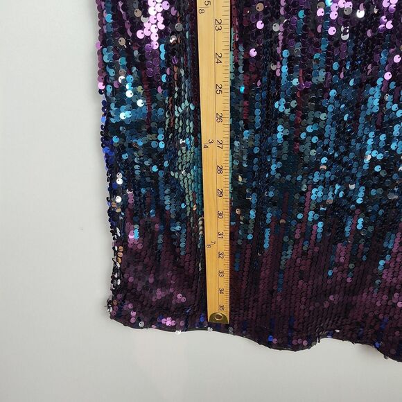 Shein Sequins Dress Women's 8/10 Purple/Blue/Black Knee-Length Short Sleeves - Picture 4 of 7